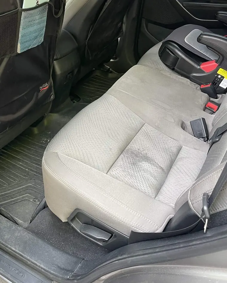 Same car interior before detailing