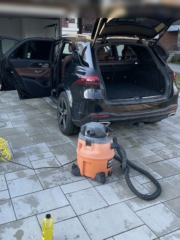 Mercedes SUV interior and cargo detail at a home